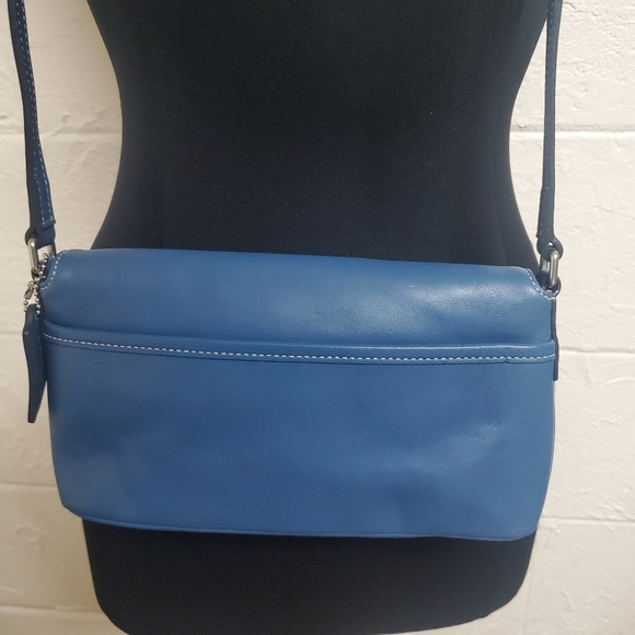 Coach "Demi" Blue Leather Crossbody Handbag - Picture 2 of 11